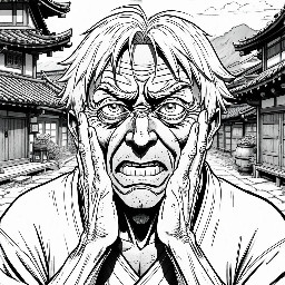 Create ONE traditional black and white manga page (not a webtoon). The page tells a short, funny fantasy scene.  Story: A young adventurer arrives at a small village to ask an old villager where the Demon King's castle is. The old villager confidently points in the wrong direction while another villager silently facepalms in the background. The protagonist realizes the old man has no idea what he is talking about. The final panel ends with a comedic reaction.  Page layout:  - 6 varied manga panels. - Natural reading flow. - Traditional Japanese manga composition. - Cinematic paneling, not perfectly aligned. - Simple backgrounds that support the scene. - Clear storytelling and readable action.  Drawing style (highest priority):  - Looks like a manga drawn completely by hand by an independent Japanese mangaka. - Simple, slightly imperfect anatomy. - Natural line weight with small imperfections. - Loose ink strokes. - No polished digital finish. - Expressive faces with exaggerated comedy. - Easy-to-draw proportions. - Clean but not perfect. - Slight asymmetry is welcome. - Amateur indie manga feeling. - Traditional screentones and simple black shadows. - Minimal cross-hatching. - Simple clothing folds. - Simple perspective. - Characters interact naturally and maintain eye contact. - Avoid stiff poses. - Avoid symmetrical faces. - Avoid plastic-looking hair.  Characters:  - Young hero with simple anime proportions. - Old villager with a slightly hunched posture, wrinkled face, messy eyebrows, simple clothing, funny expressions. - Background villager reacting with a facepalm.  Camera: Mix wide shot, medium shot, close-up, reaction close-up and final comedic panel.  Mood: Comedy, light-hearted fantasy, classic manga humor, expressive reactions, natural acting.  ABSOLUTELY AVOID: AI look, glossy rendering, realistic anatomy, hyper-detailed muscles, perfect symmetry, perfect perspective, polished digital painting, 3D appearance, cinematic lighting, over-rendering, photorealism, sharp gradients, shiny skin, oversized eyes, generic AI anime style, empty expressions, stiff bodies, extra fingers, distorted hands, blurry lines, overcomplicated backgrounds.