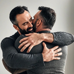 2 boys hugging eachother